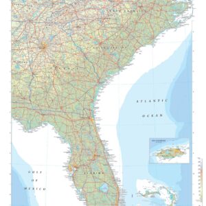 United States (Southeast) Wall Map by The Times