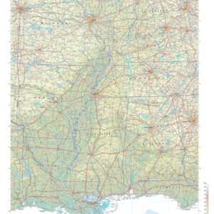 Lower Mississippi (United States) Wall Map by The Times