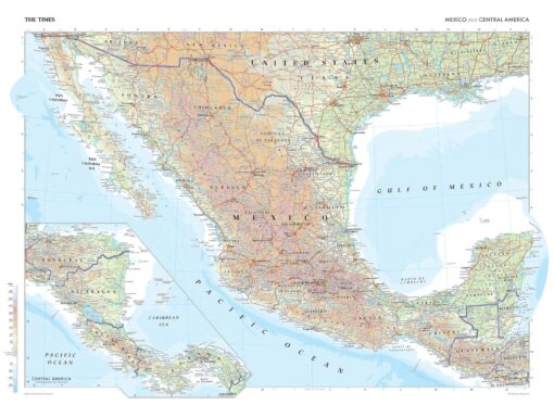 Mexico and Central America Wall Map by The Times