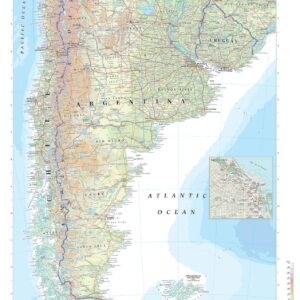 Chile (South), Argentina and Uruguay Wall Map by The Times