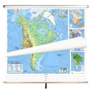 5 Continent Advanced Physical Classroom Pull Down Map Set w/ Backboard by BrightWay Educational