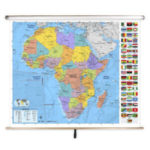 Africa Advanced Political Classroom Pull Down Map w/ Backboard by BrightWay Educational