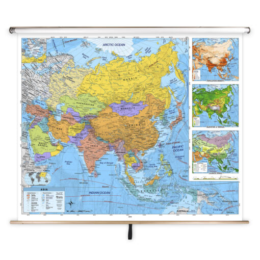 Asia Advanced Political Classroom Pull Down Map w/ Backboard by BrightWay Educational - Image 2