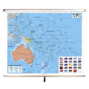 Australia & Oceania Advanced Political Classroom Pull Down Map w/ Backboard by BrightWay Educational