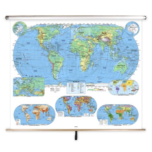 Political world map with continents, countries, and major cities, ideal for geographic education, travel planning, and map enthusiasts.