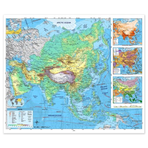 7 Continent Advanced Physical Classroom Pull Down Map Set w/ Backboard by BrightWay Educational - Image 5