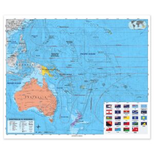 Australia & Oceania Advanced Political Classroom Wall Map by BrightWay Educational