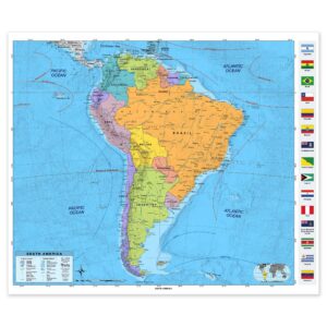 South America Advanced Political Classroom Wall Map by BrightWay Educational