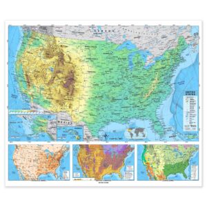 United States Advanced Physical Classroom Wall Map by BrightWay Educational
