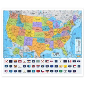 United States Advanced Political Classroom Wall Map by BrightWay Educational