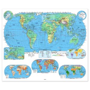 World Advanced Physical Classroom Wall Map by BrightWay Educational