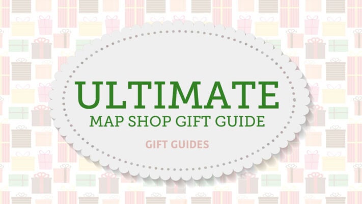 Custom map shop gift guide with various gift ideas, perfect for travelers, outdoor enthusiasts, and map lovers seeking unique geographical gifts.