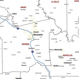 Boyce and Alexandria highlighted on the map, showcasing detailed regional mapping for navigation, travel planning, and geographic reference.