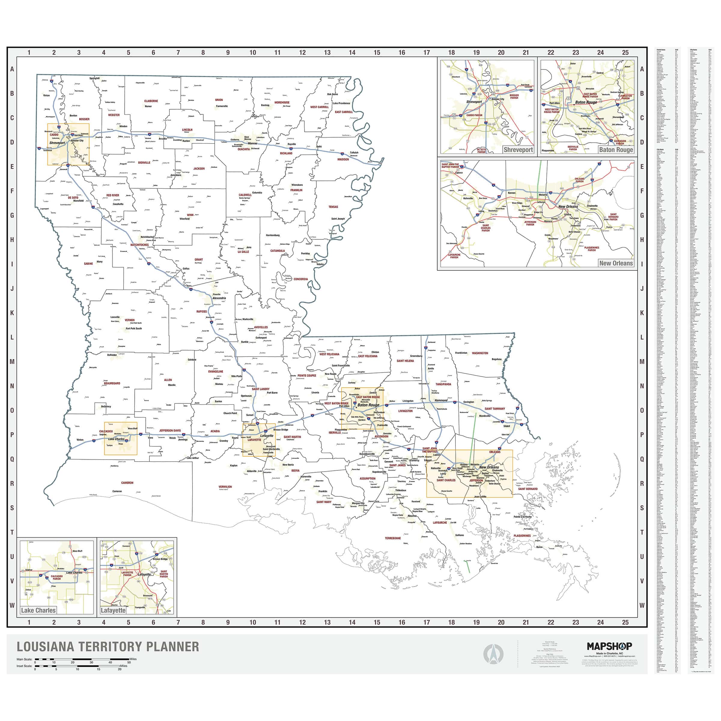 Louisiana map featuring detailed districts, highways, and cities, ideal for travelers and outdoor enthusiasts seeking accurate cartographic references.